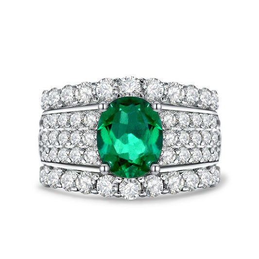 2 Carat Oval High Carbon Diamond Ring – 7×9mm Sterling Silver Wide Band, 2025 European Luxury Collection