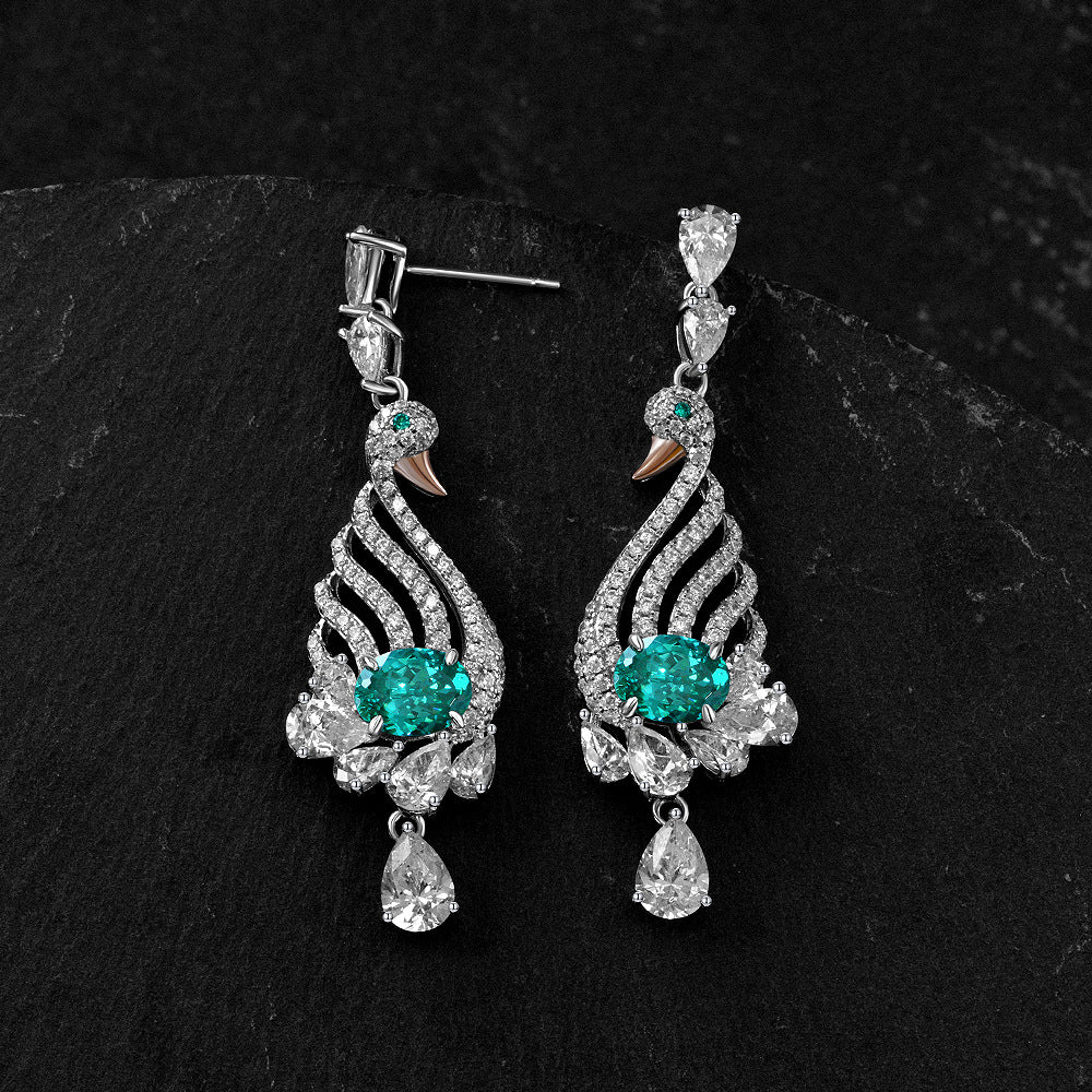 S925 Sterling Silver Earrings Birds Oval cut