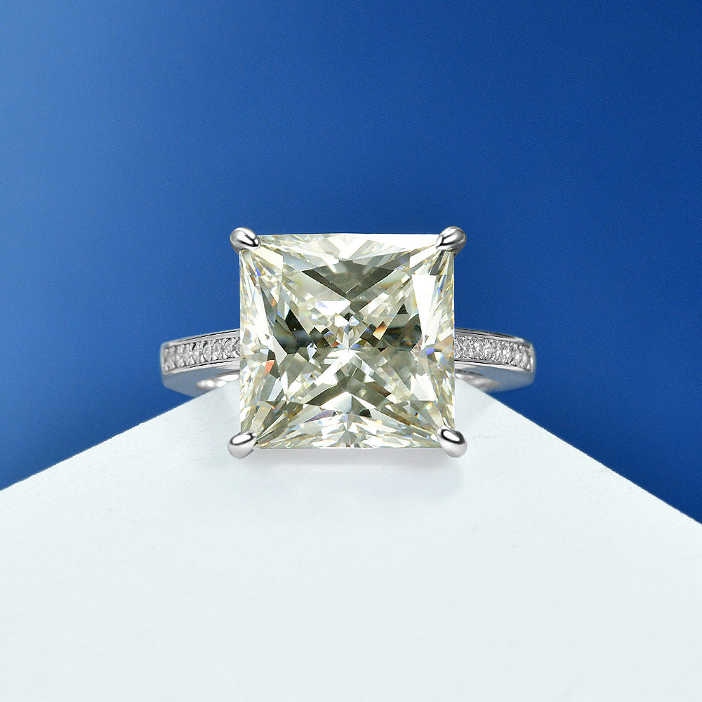 8 Carat Princess Cut Simulated High Carbon Diamond Ring – 12×12mm Sterling Silver Glam Style