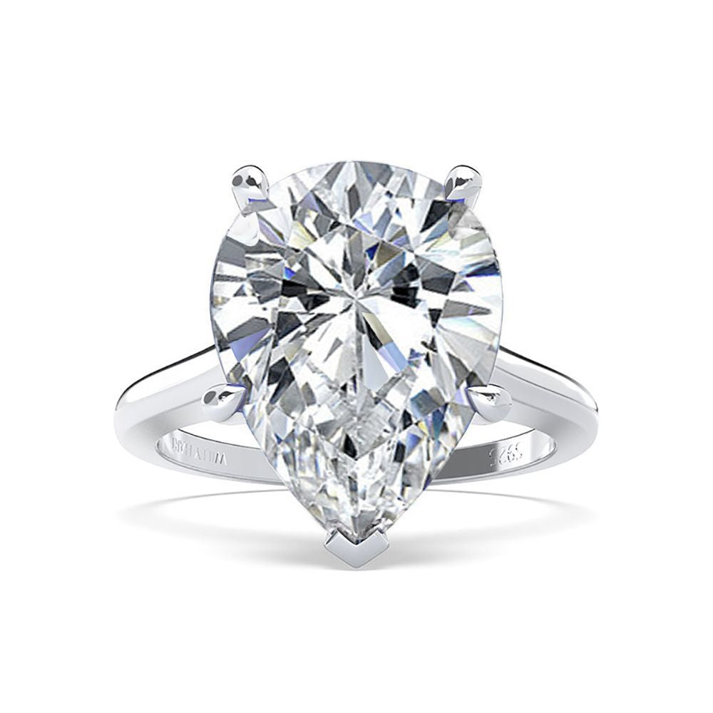 New 4.5Ct Teardrop 10x14mm Light Blue High-Carbon Diamond 925 Silver Ring