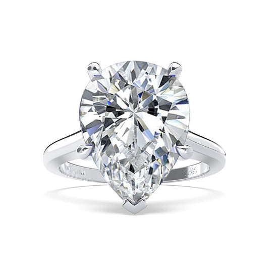 New 4.5Ct Teardrop 10x14mm Light Blue High-Carbon Diamond 925 Silver Ring