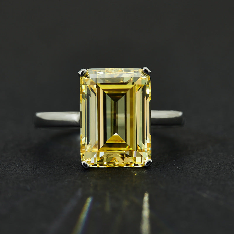 Luxury 7 Carat Emerald Cut High Carbon Diamond Ring – 10×14mm Radiant Design