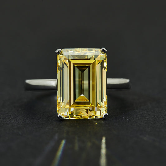 Luxury 7 Carat Emerald Cut High Carbon Diamond Ring – 10×14mm Radiant Design
