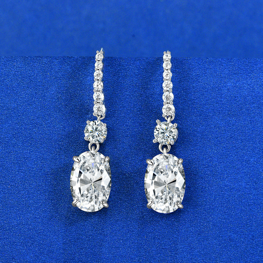 Sterling silver earrings S925 drop oval cut