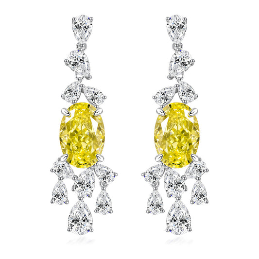 S925 Sterling Silver Sakura Pink 4ct Oval 9x13mm High Carbon Diamond Earrings | Niche Design Collection