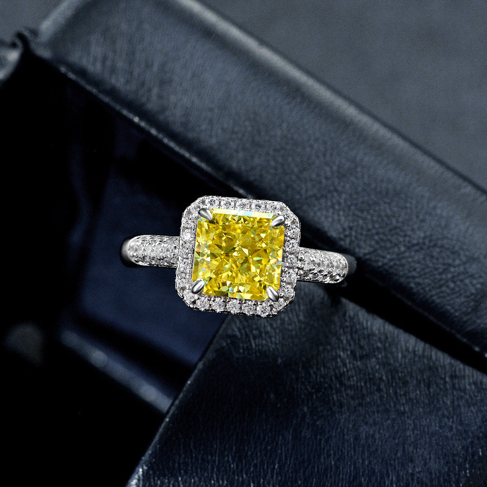 2 Carat White Ice-Flower Cut High Carbon Diamond Open Ring – Sterling Silver Chic Minimalist Style Open Size