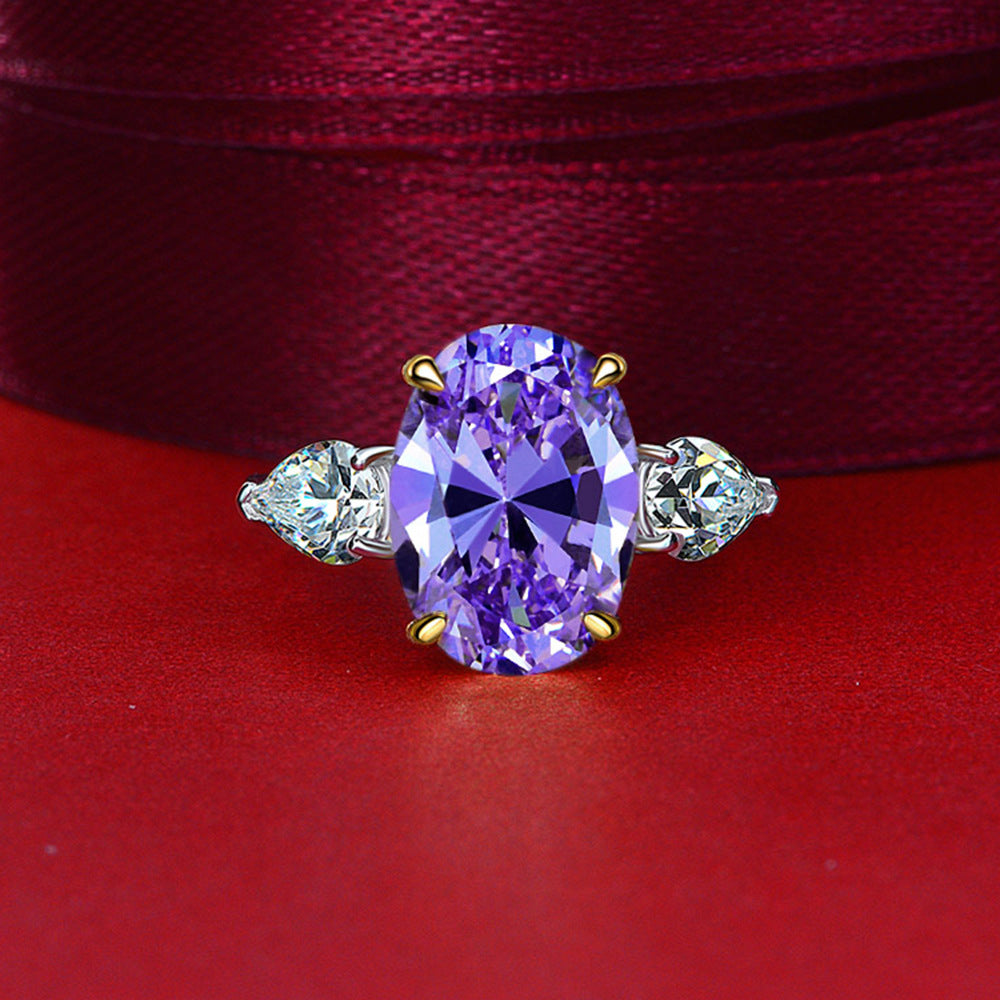 Hot Sale 5Ct Oval 10x14mm Pink High-Carbon Diamond Simulation Ring