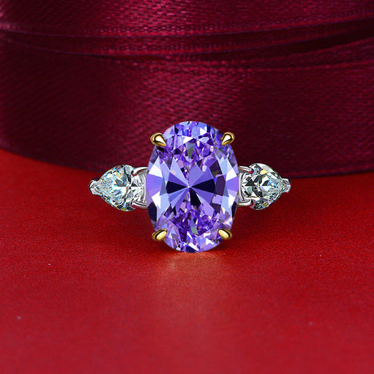 Hot Sale 5Ct Oval 10x14mm Pink High-Carbon Diamond Simulation Ring