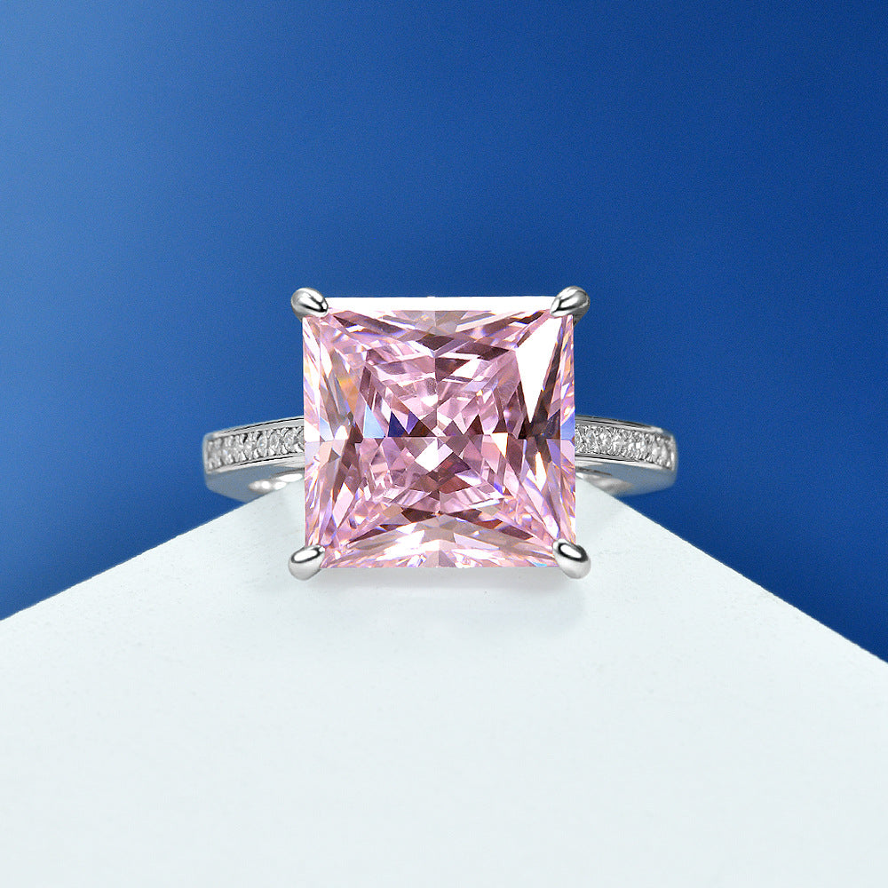 8 Carat Princess Cut Simulated High Carbon Diamond Ring – 12×12mm Sterling Silver Glam Style