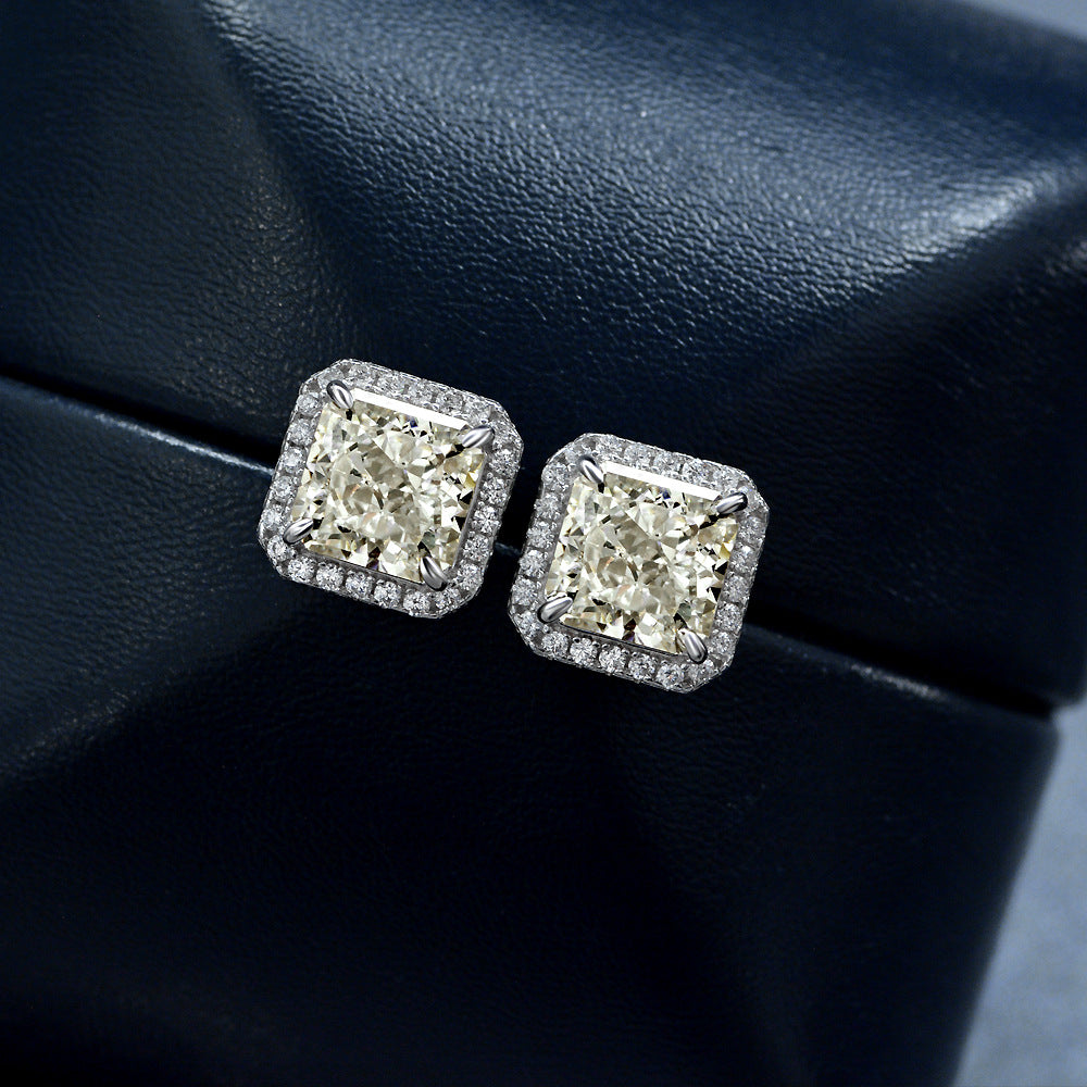 Sterling silver S925 earrings square cut