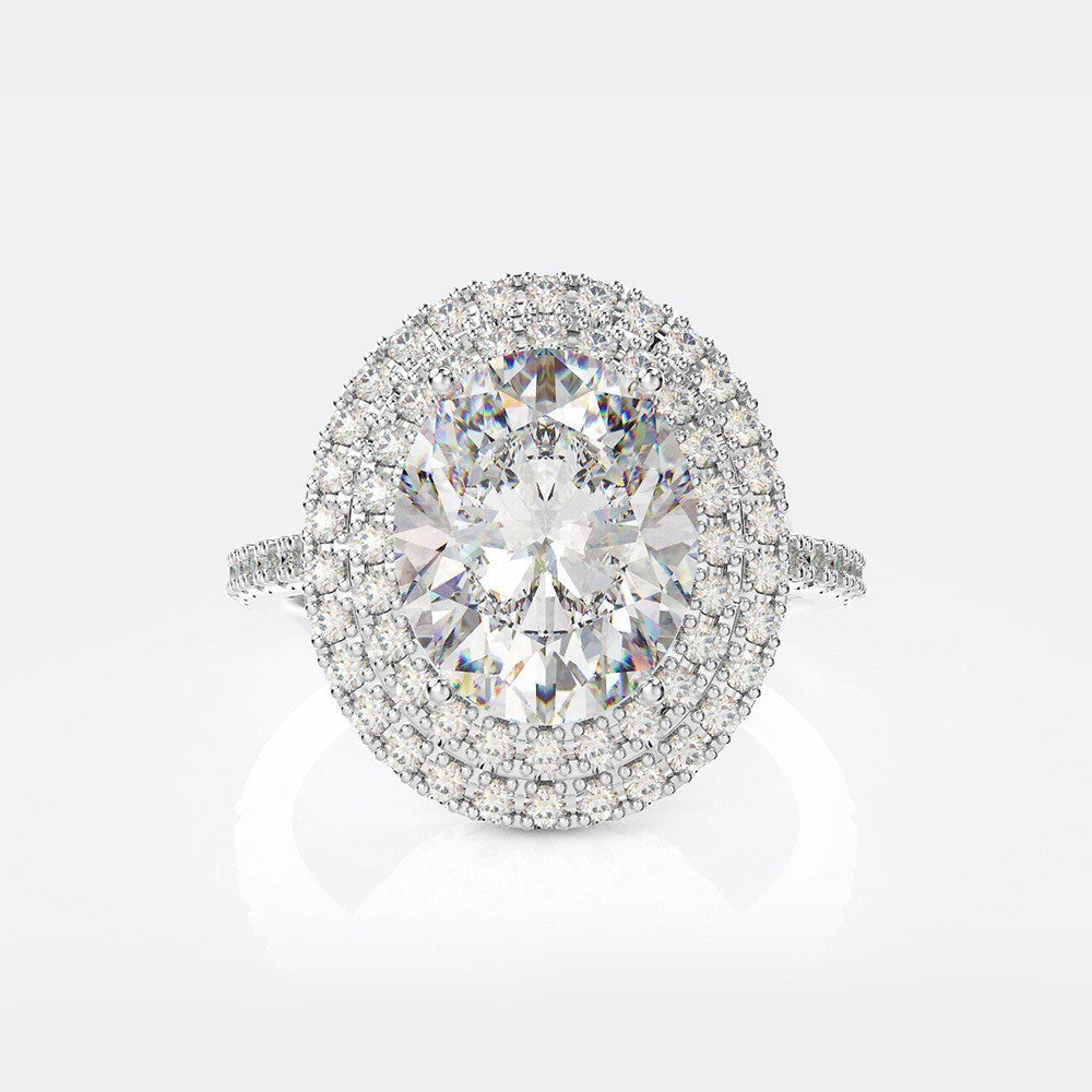 3 Carat 8×10mm Oval Cut Pigeon Egg High Carbon Diamond Ring – Sterling Silver European Luxury Design