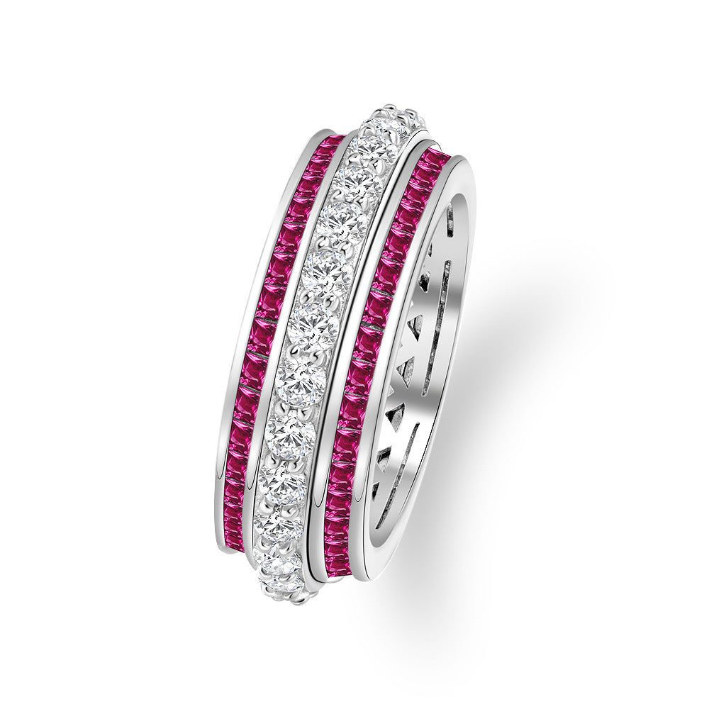 Minimalist S925 Silver Spinner Ring for Women – Lucky Wheel Design, 1.5mm Band