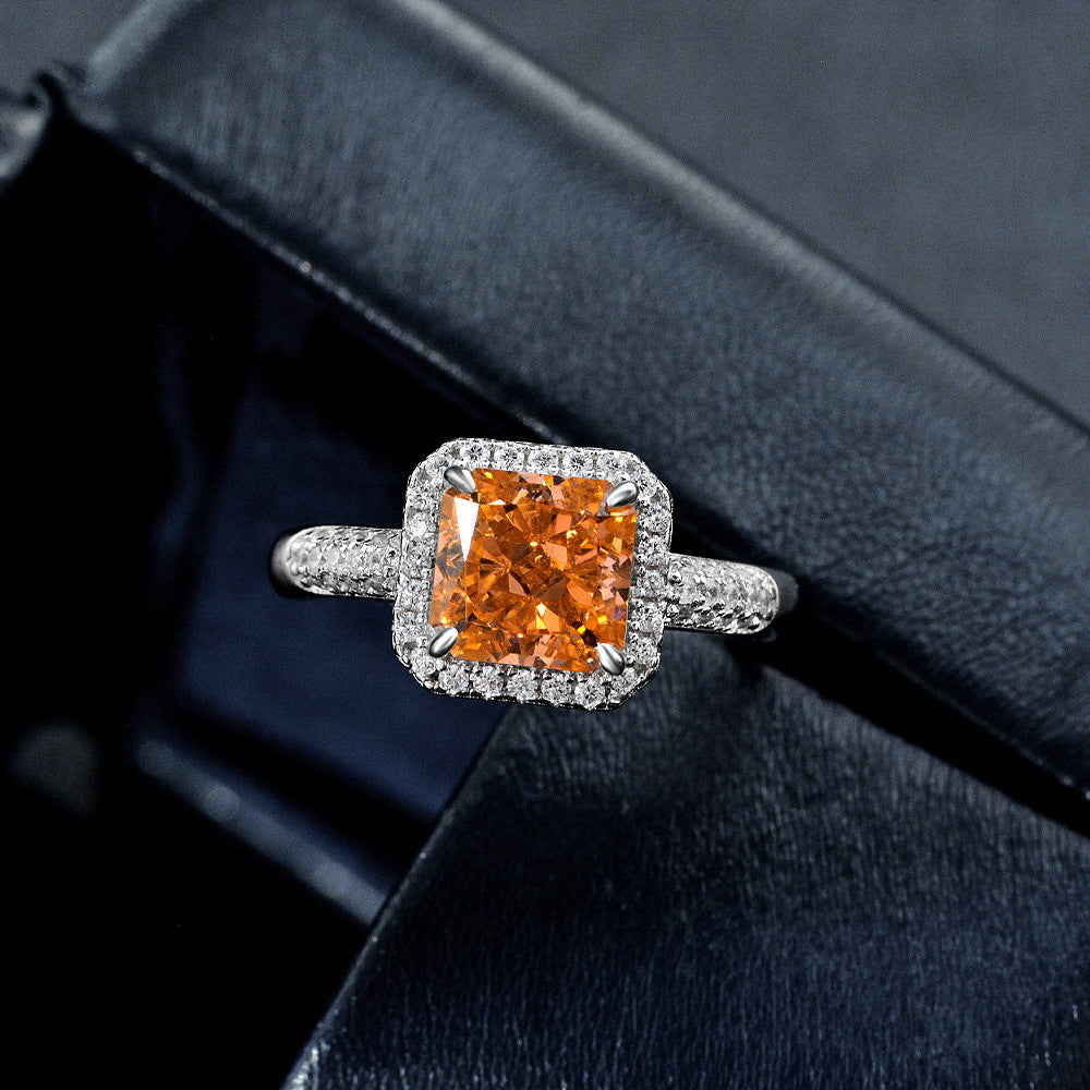 2 Carat White Ice-Flower Cut High Carbon Diamond Open Ring – Sterling Silver Chic Minimalist Style Open Size