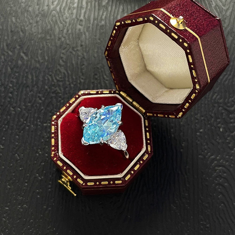 3CT Marquise High Carbon Diamond Ring in S925 Silver – Elegant Celebrity-Inspired Design