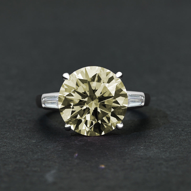 6 Carat 12mm Round Brilliant 5A Simulated Diamond Ring – Sterling Silver Luxury Wedding Jewelry for Women