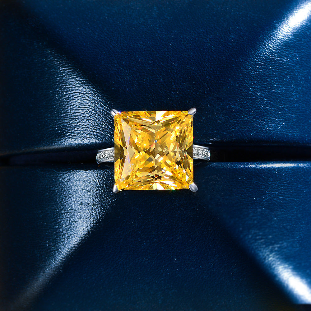 8 Carat Princess Cut Simulated High Carbon Diamond Ring – 12×12mm Sterling Silver Glam Style