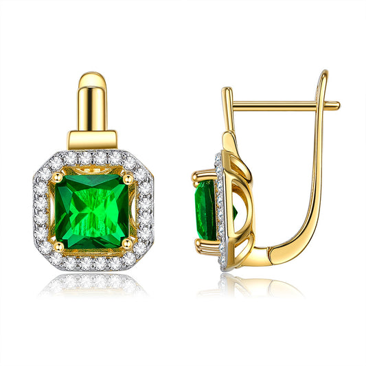 18K Gold plated Earrings emerald gemstone