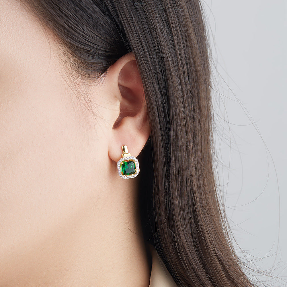 18K Gold plated Earrings emerald gemstone