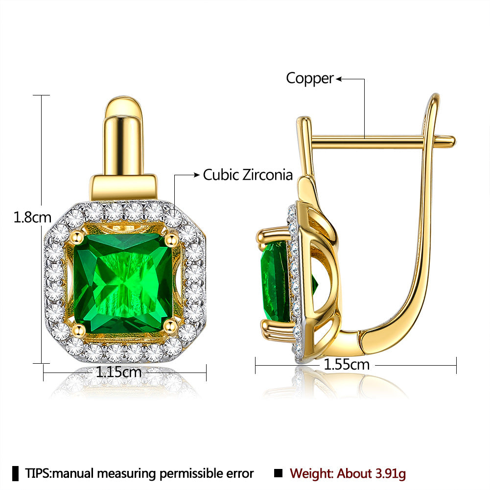 18K Gold plated Earrings emerald gemstone