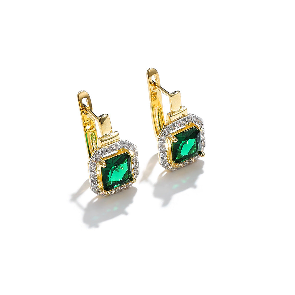 18K Gold plated Earrings emerald gemstone