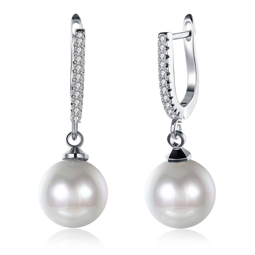 18k Gold plated earrings pearl zirconia