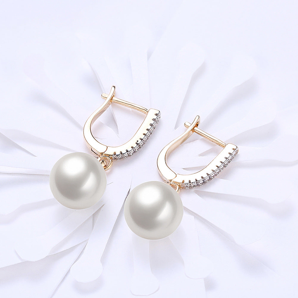 18k Gold plated earrings pearl zirconia