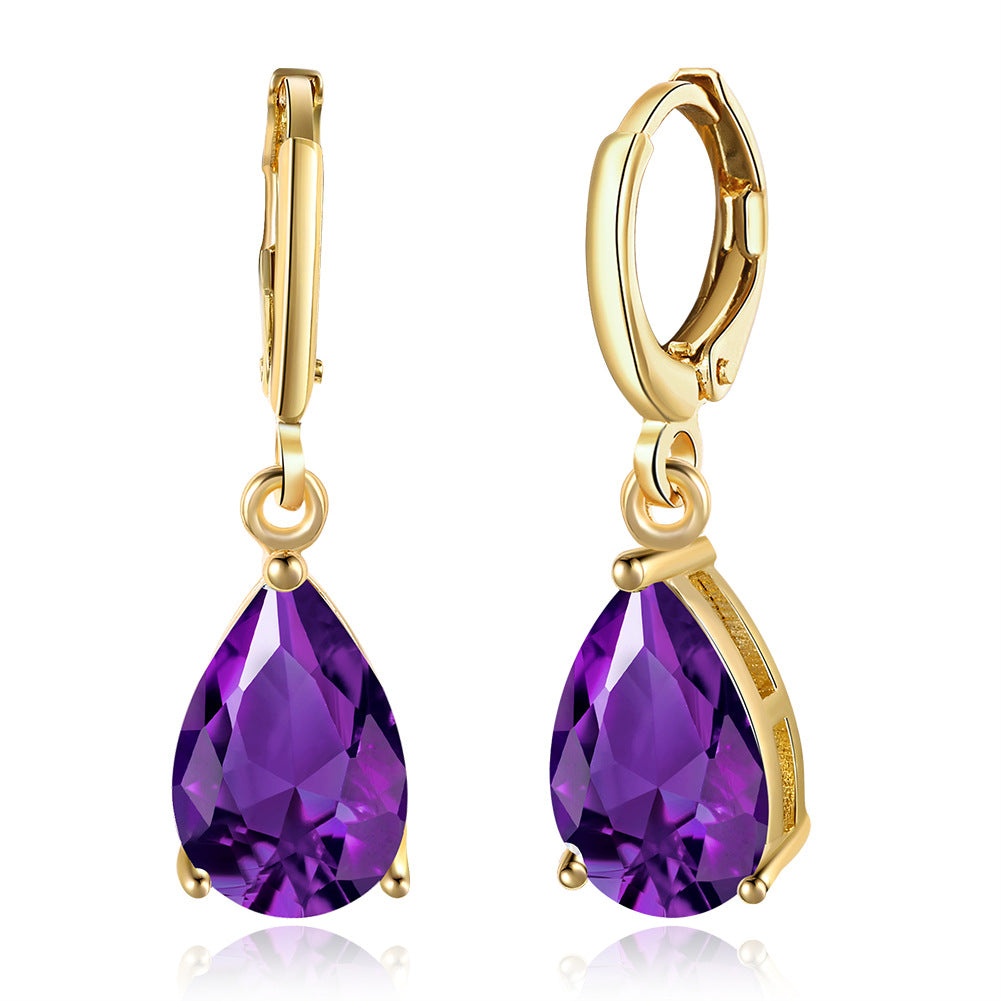 18k Gold plated earrings drop style waterdrop shape