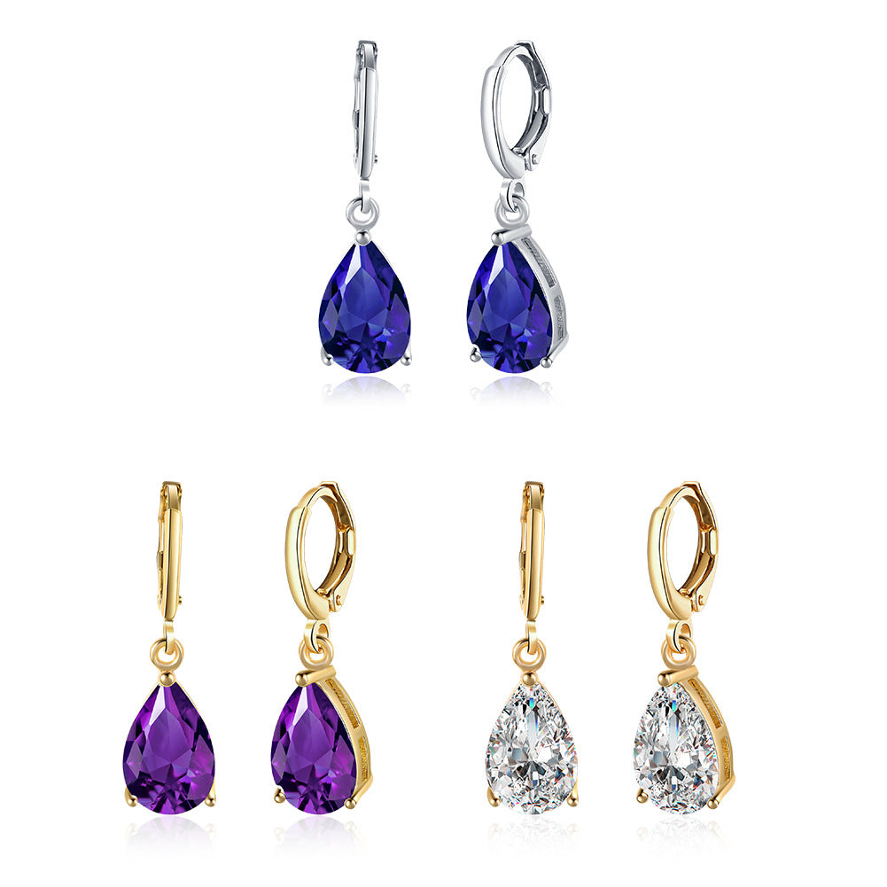 18k Gold plated earrings drop style waterdrop shape