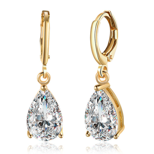 18k Gold plated earrings drop style waterdrop shape
