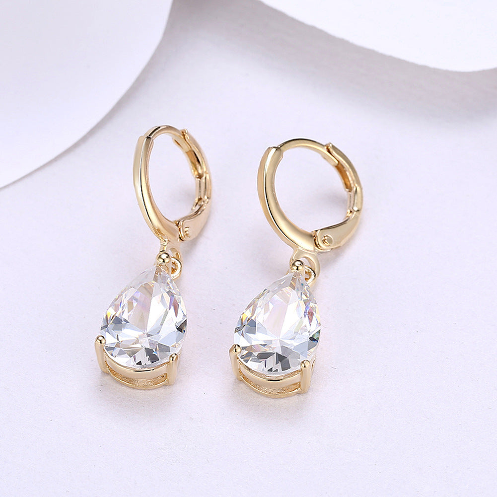 18k Gold plated earrings drop style waterdrop shape