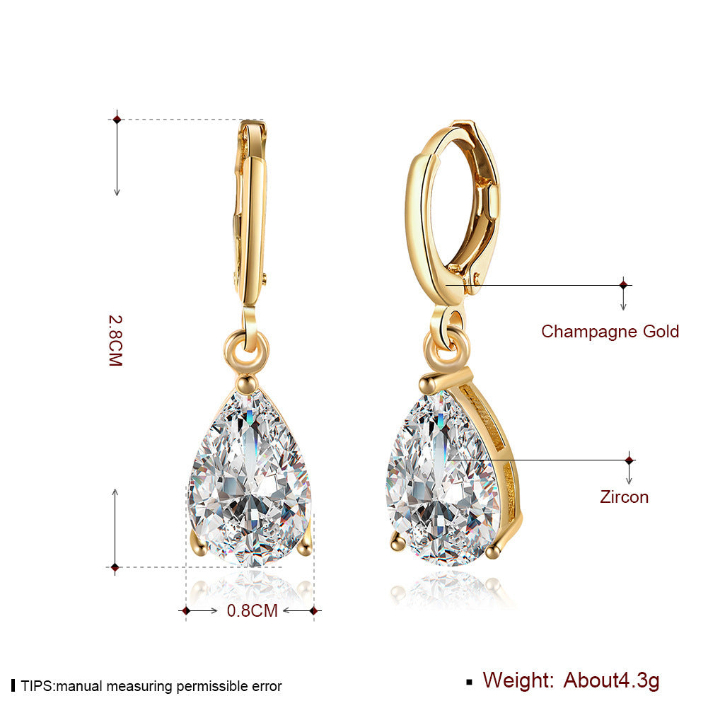 18k Gold plated earrings drop style waterdrop shape