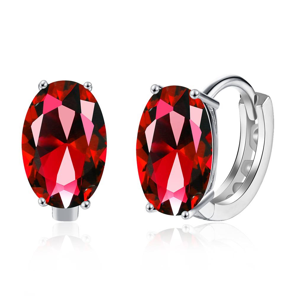 🎁 1.3CM White Gold Plated Hoop Earrings Red/Blue Zircon Earrings with Thick Long-Lasting Plating for Everyday Elegance Free Shipping (100% off)