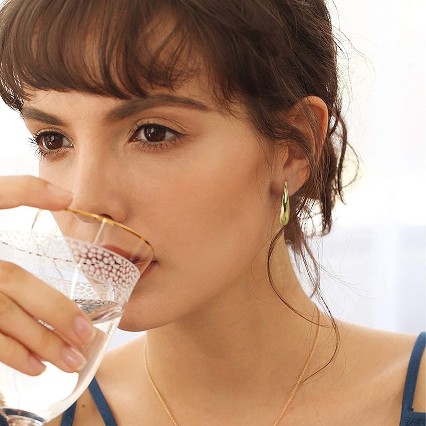 18k Gold plated earrings circle hoop style