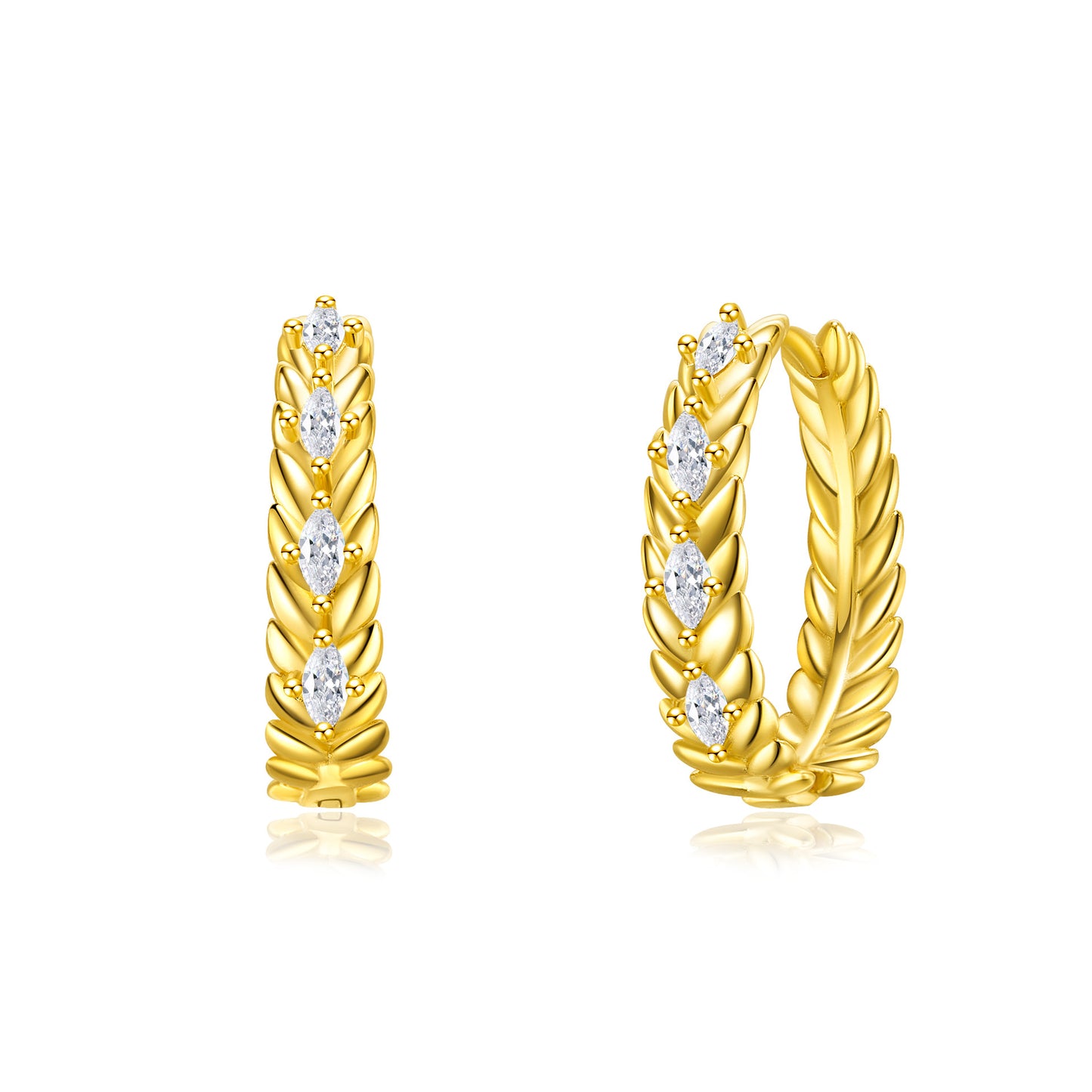 18k Gold plated earrings circle hoop zirconia