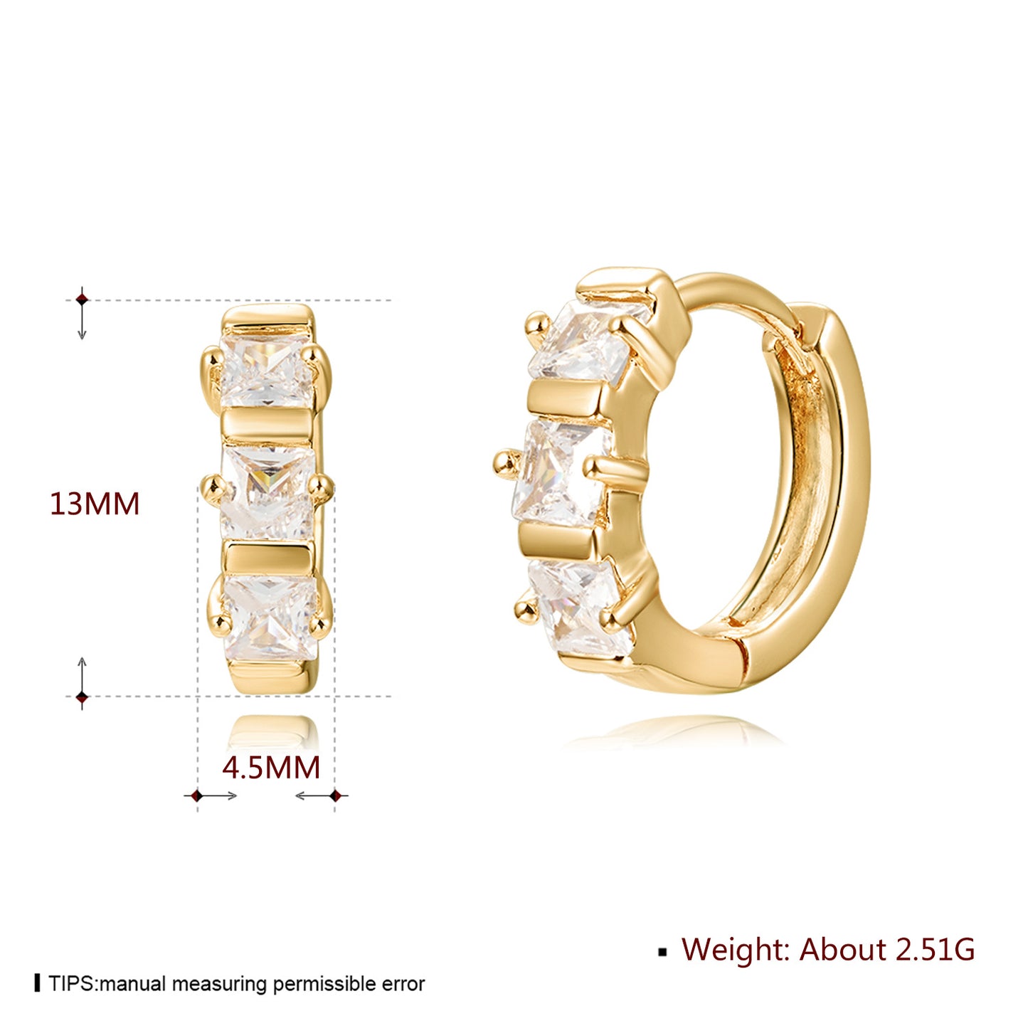 18k Gold plated earrings zirconia fashion