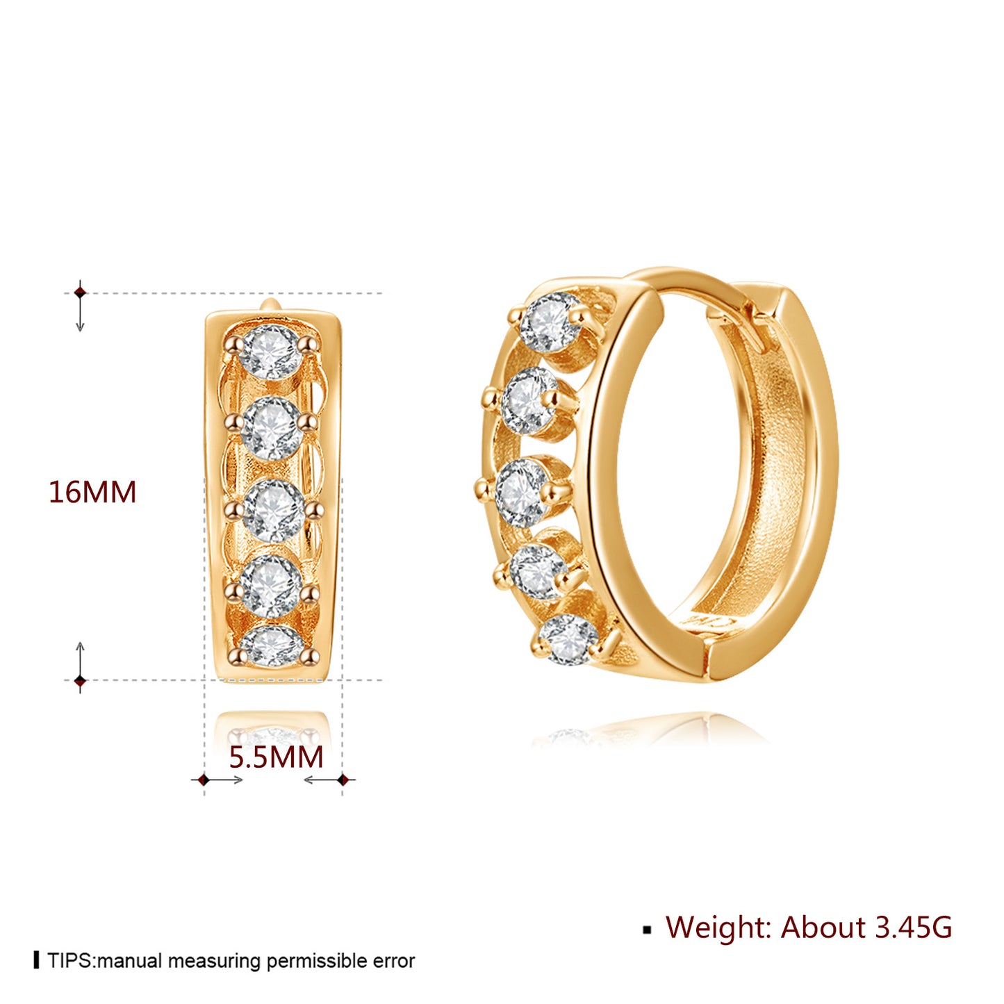 18k Gold plated earrings clip