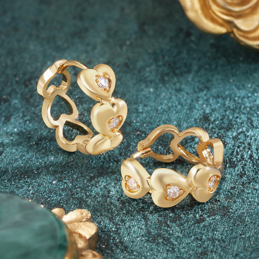 18k Gold plated earrings heart style