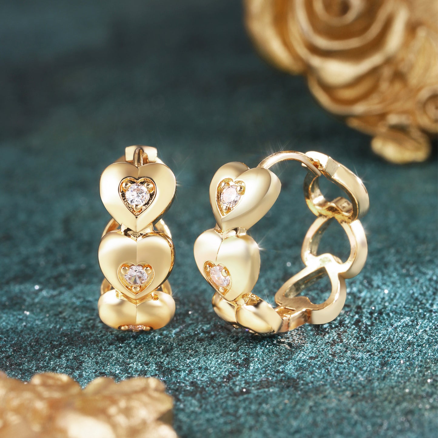 18k Gold plated earrings heart style