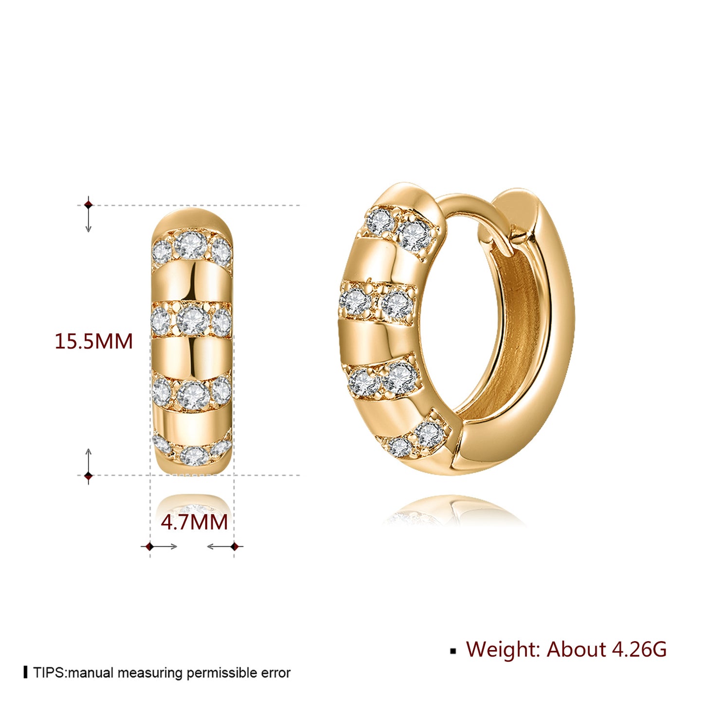 18k Gold plated earrings classic clip style