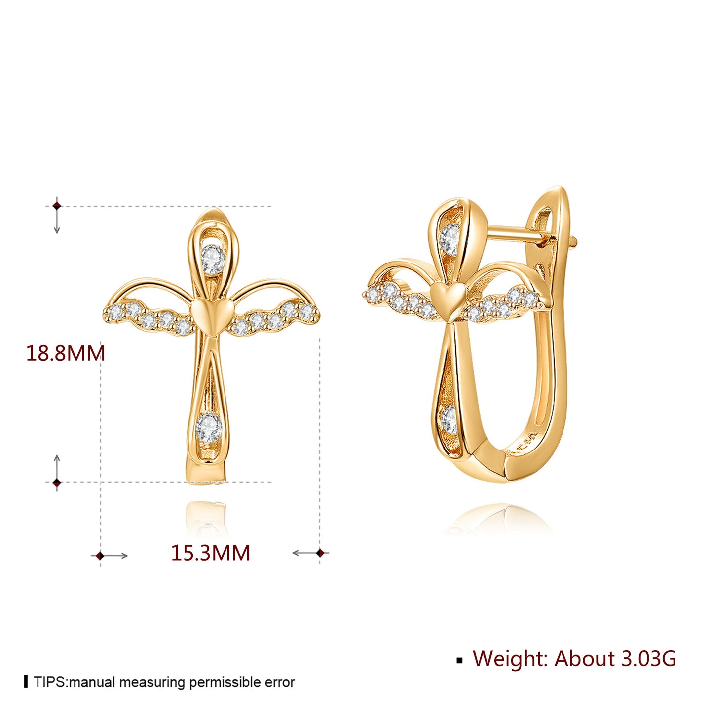 18k Gold plated earrings angel shape