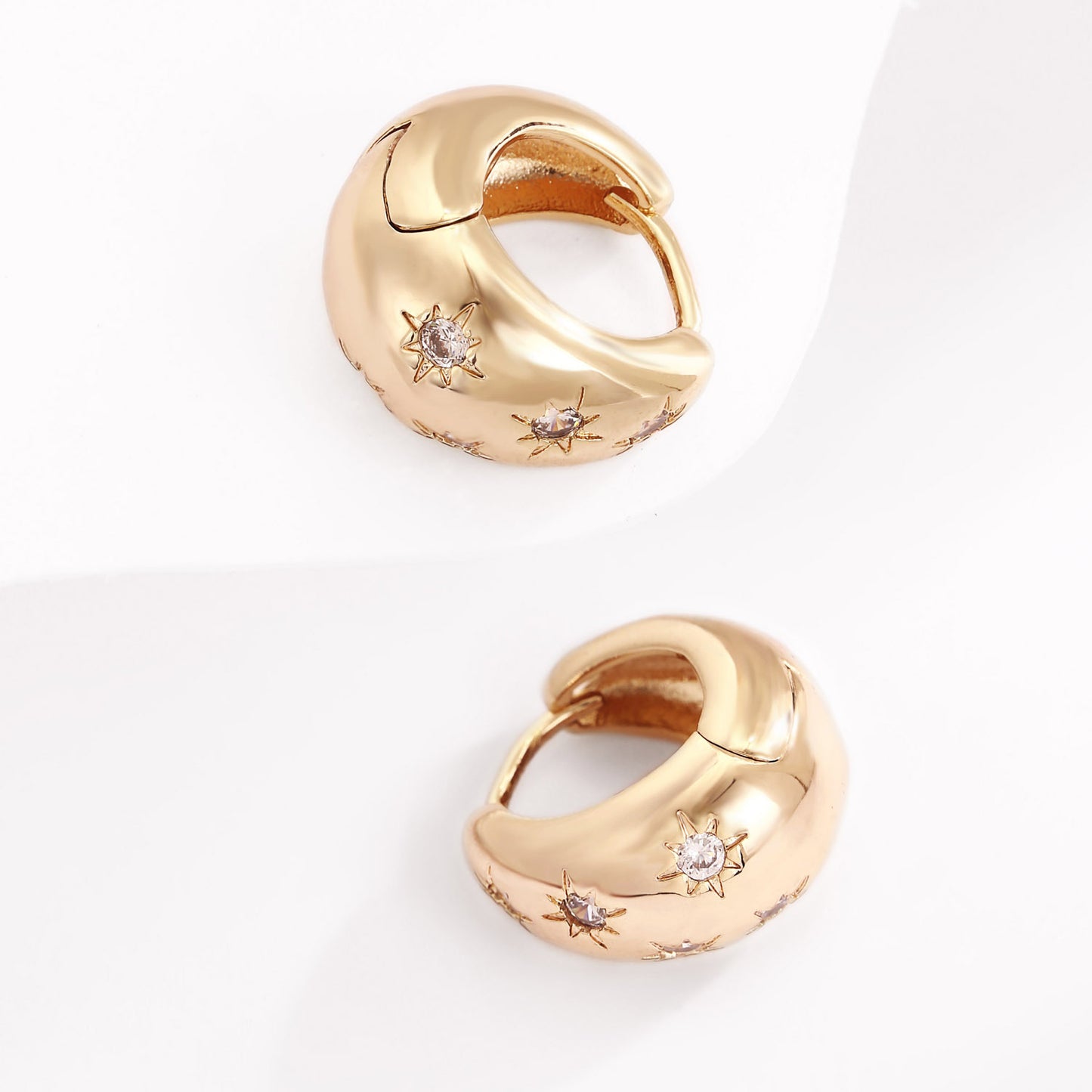 18k Gold plated earrings clip rose gold best selling with crystals