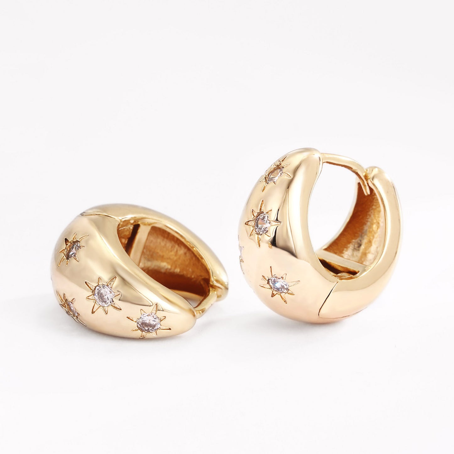 18k Gold plated earrings clip rose gold best selling with crystals
