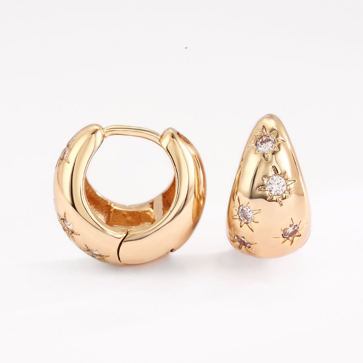 18k Gold plated earrings clip rose gold best selling with crystals
