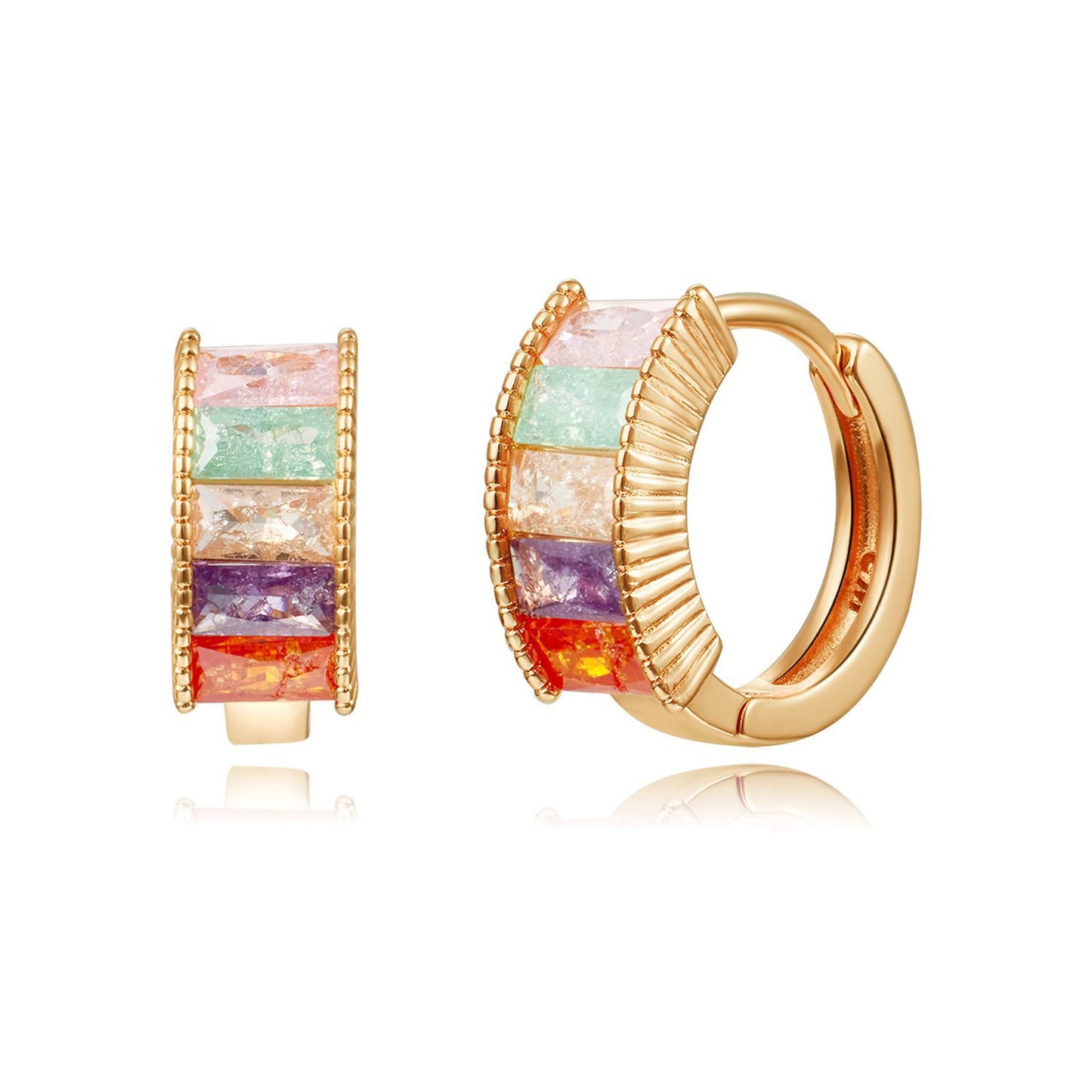 18k Gold plated earrings gemstones multiple colour rose gold