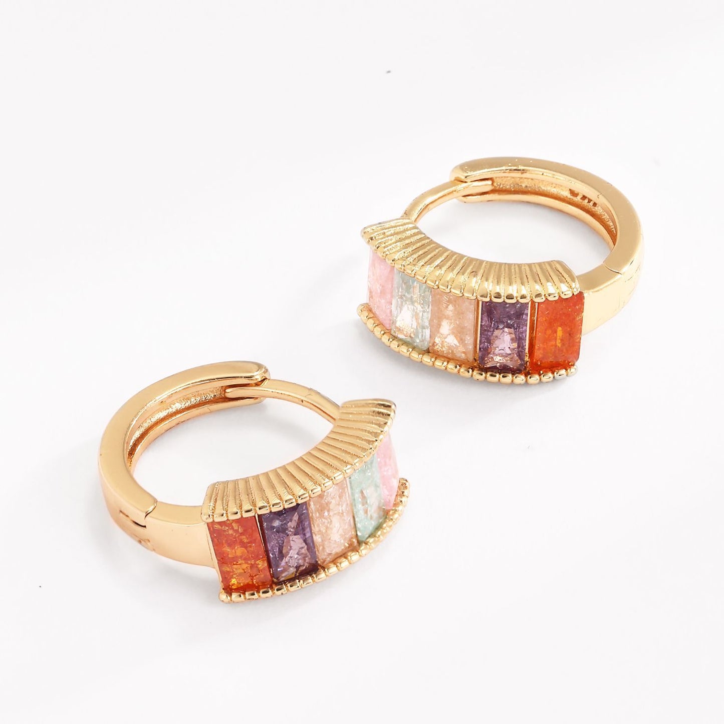 18k Gold plated earrings gemstones multiple colour rose gold