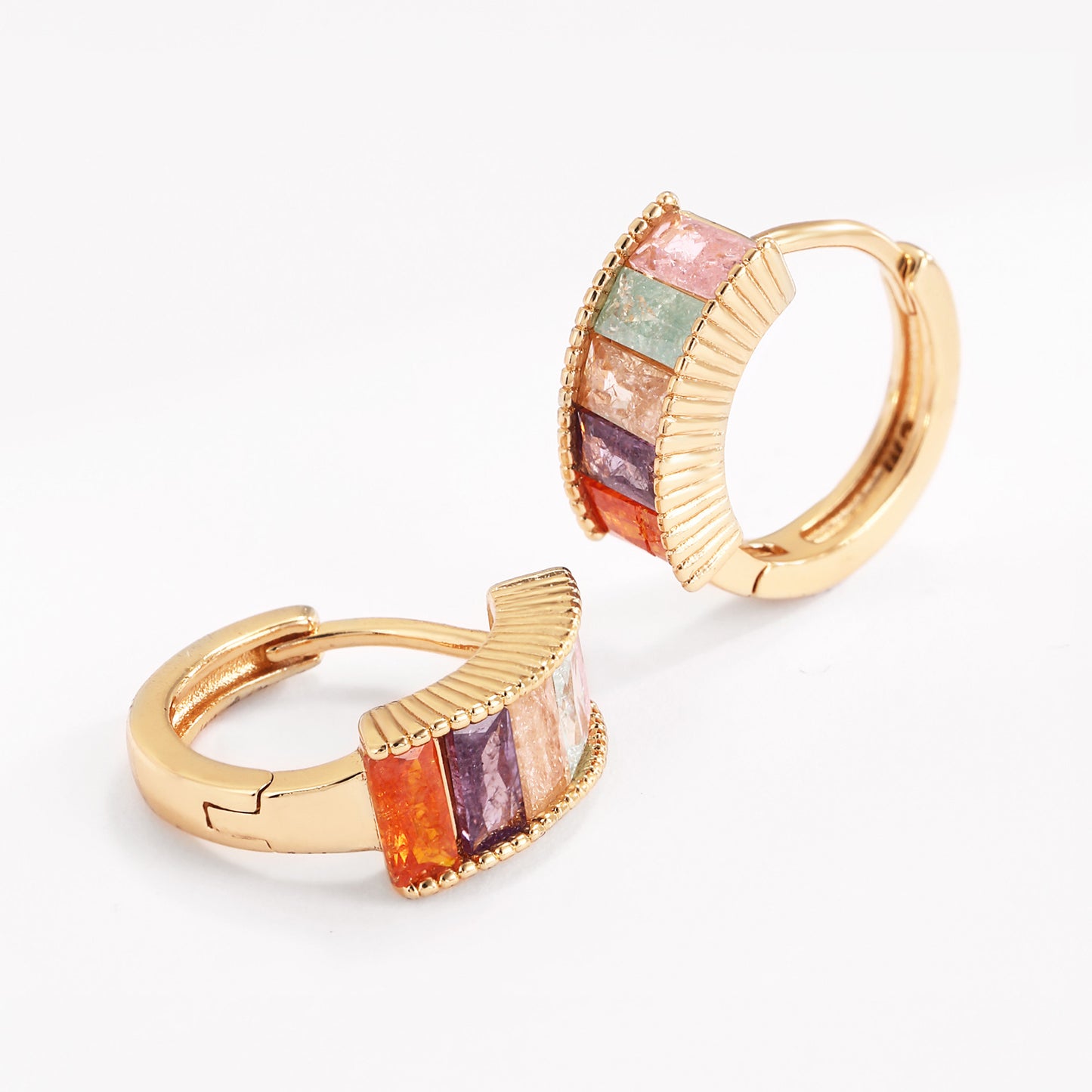 18k Gold plated earrings gemstones multiple colour rose gold