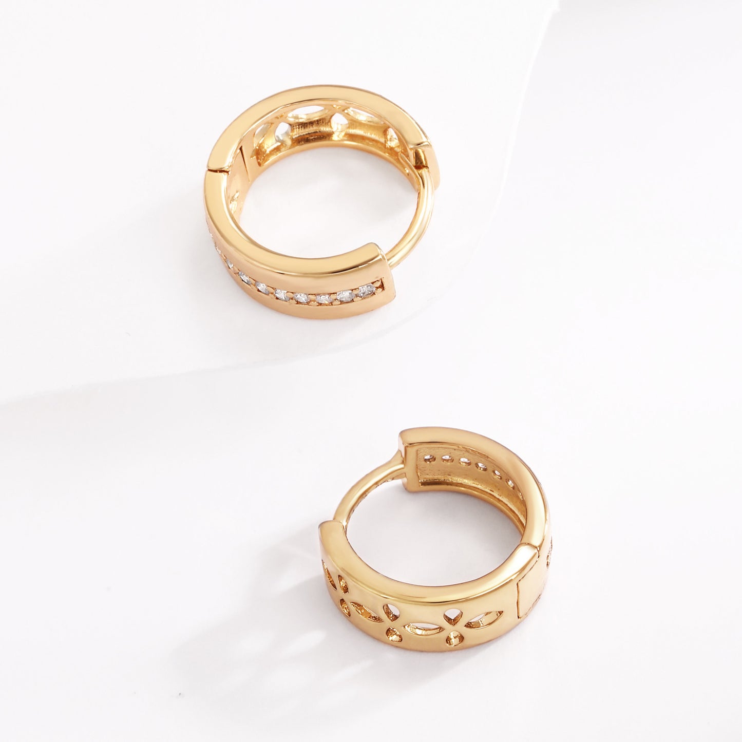 18k Gold plated earrings rose gold classic