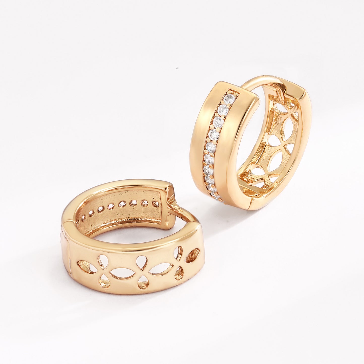 18k Gold plated earrings rose gold classic