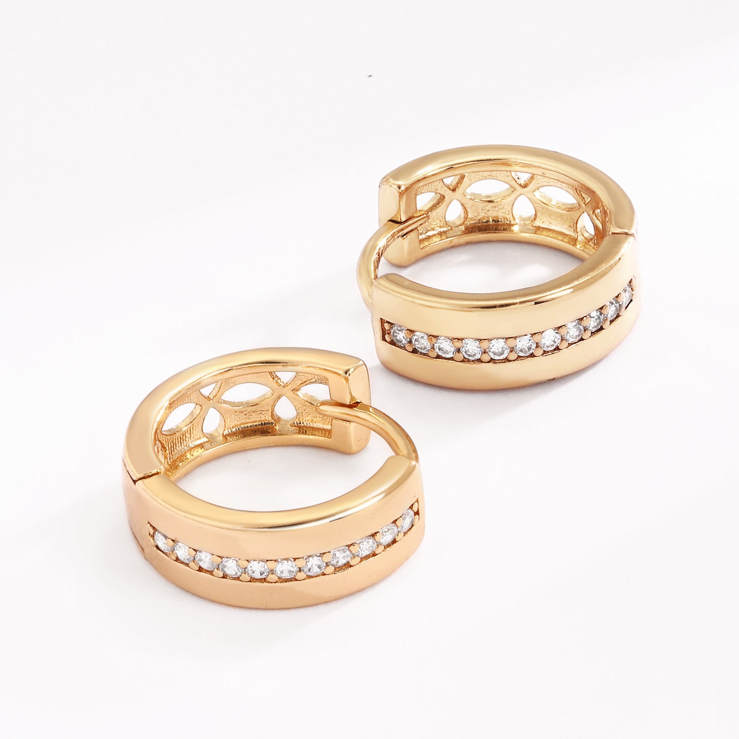 18k Gold plated earrings rose gold classic