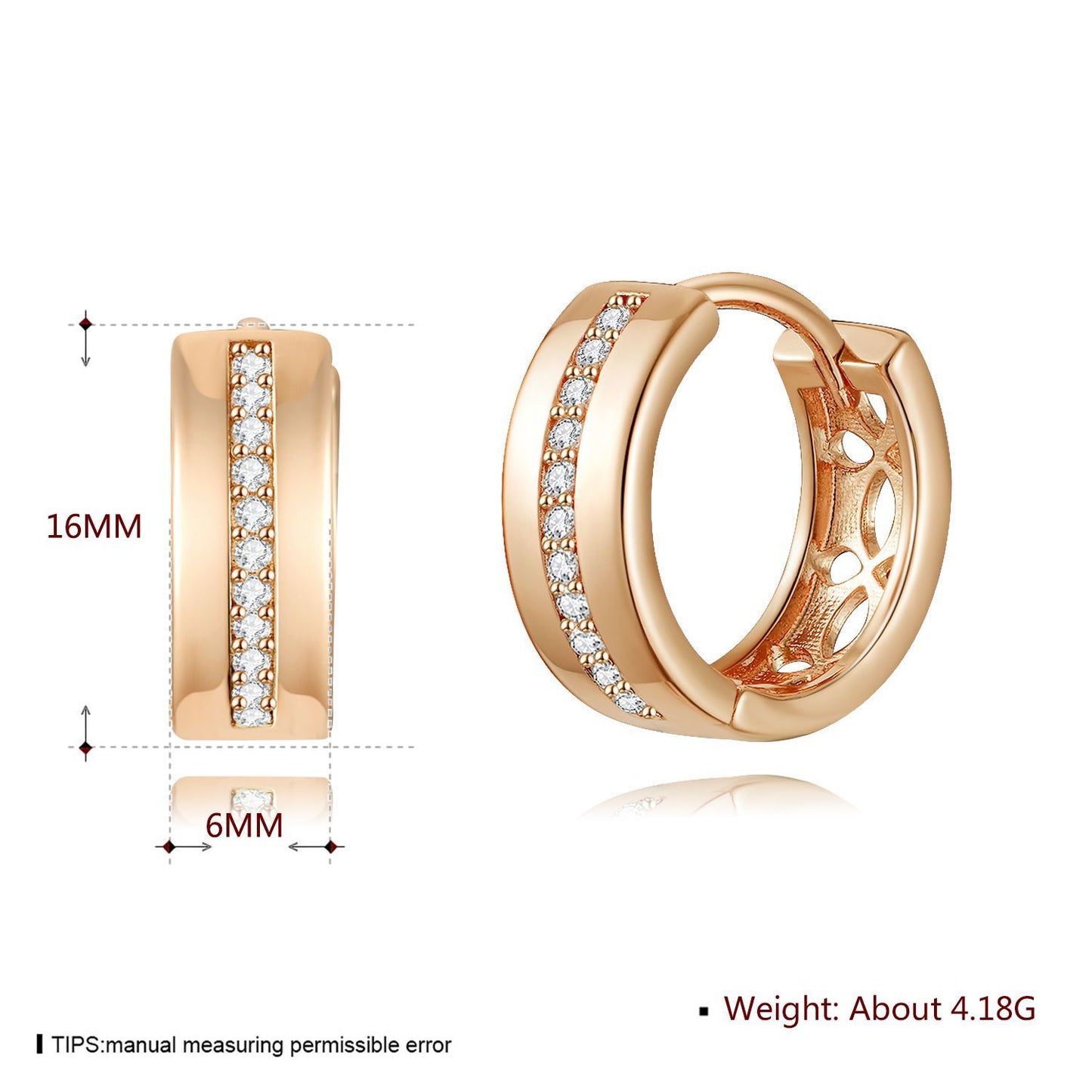 18k Gold plated earrings rose gold classic